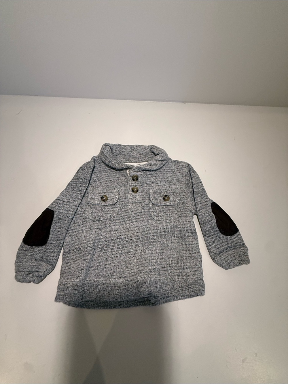 Joe Fresh Heather Grey Elbow Patch Pullover 18–24M | Faux Leather